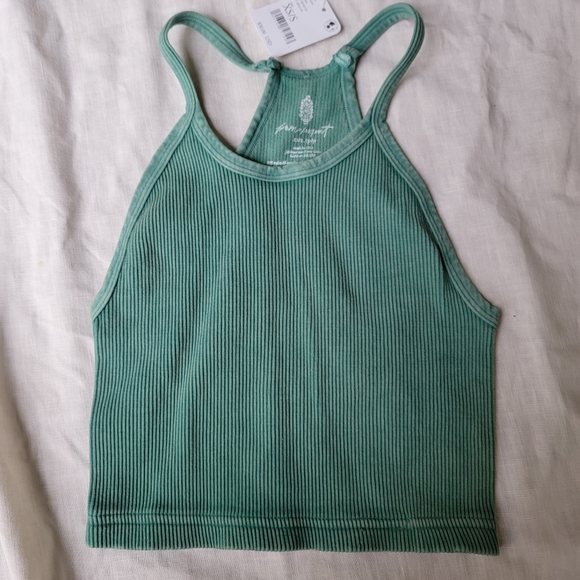 Free People FP Movement happiness runs Crop top cropped brami ribbed Pine XS - Picture 2 of 9